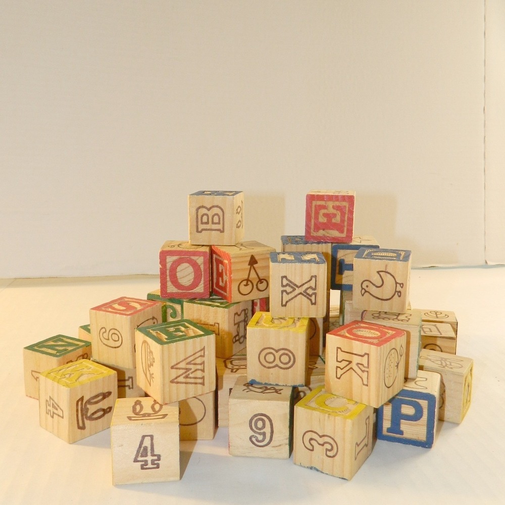 Unbranded Wooden Alphabet Blocks Kids One Size Multicolor Embossed 53pc Set
